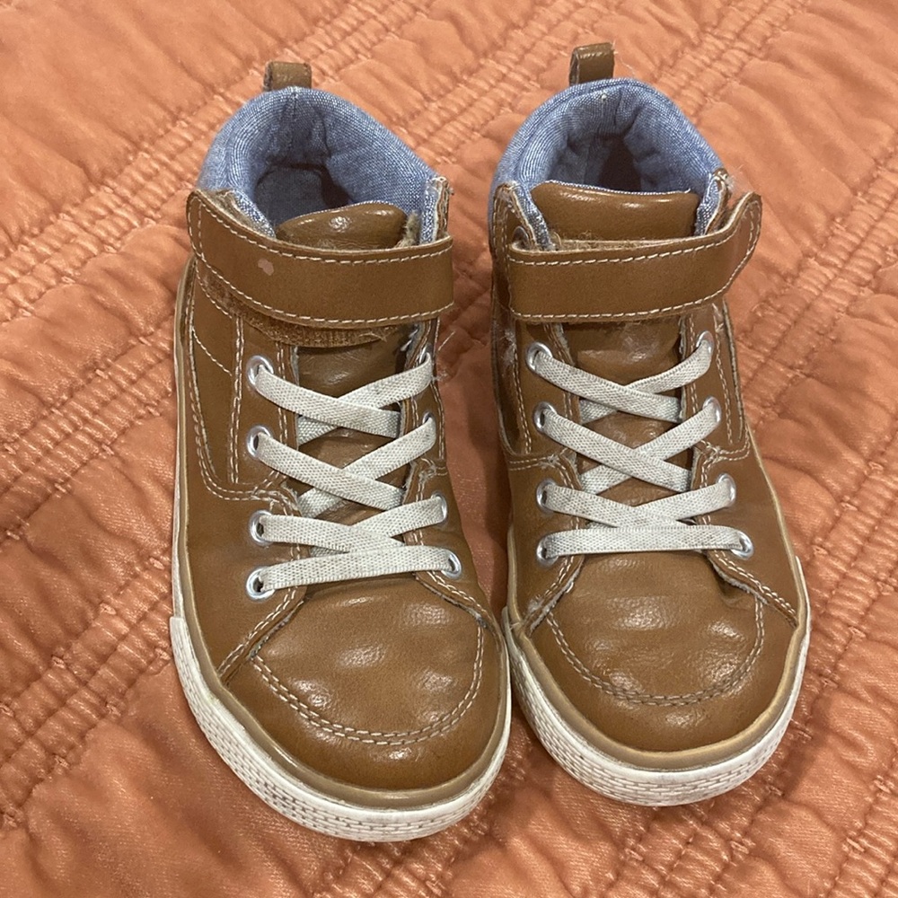 Brown, toddler high top dress sneakers size 11